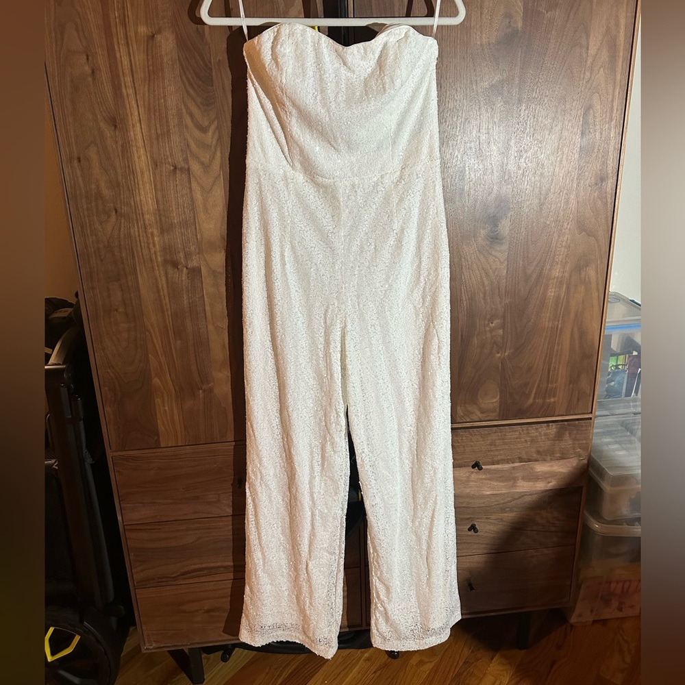 Lulus Like a Diamond white sequined jumpsuit